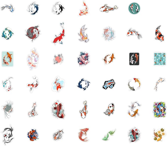 BulbaCraft Koi Fish Stickers for Water Bottle and Laptop - Image 3