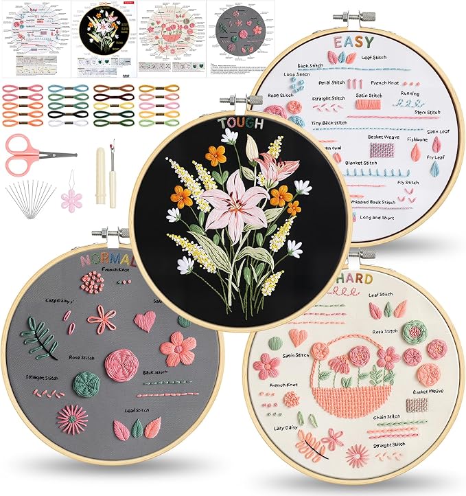 pindda Embroidery Kit for Beginners Adults, by pindda