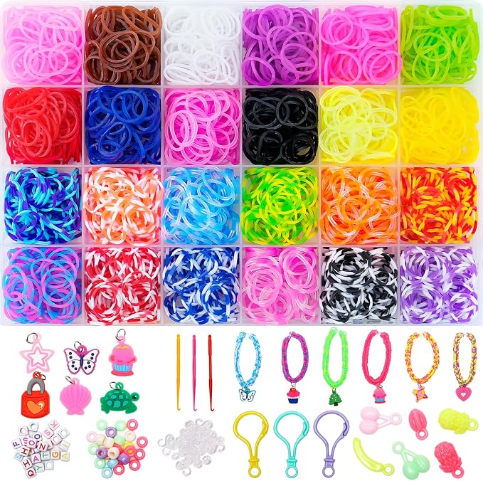 XKDOUS 24 Colors Rubber Band Bracelet Kit, Bracelet Making Kit by XKDOUS