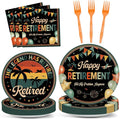 Qyeahkj 100 Pcs Retirement Party Plates and Napkins Set Happy Retired Birthday by Qyeahkj