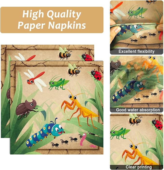 Qyeahkj 100 Pcs Bug Party Plates Napkins Supplies, Spring Summer Ladybugs Bee - Image 3