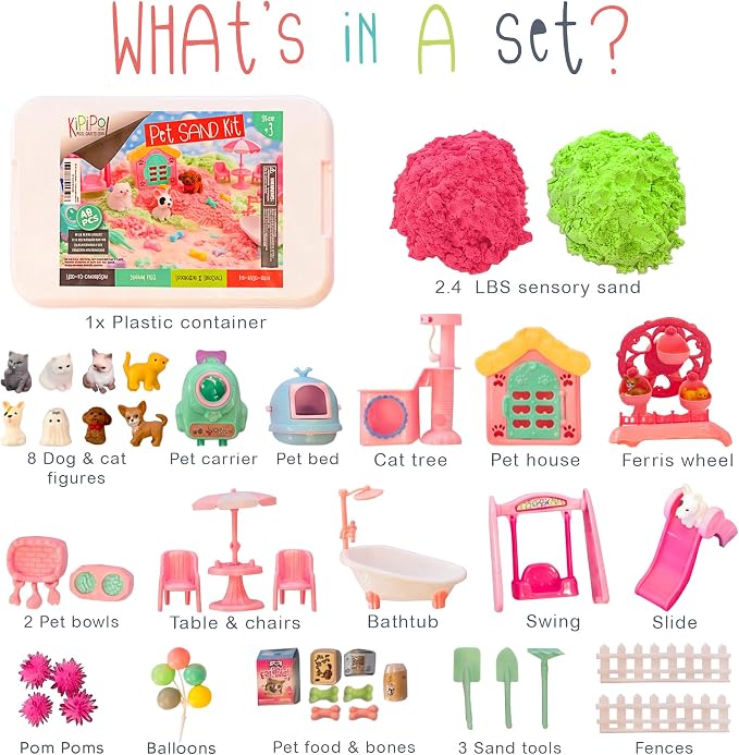 Kipipol Pet Sensory Bin, 2.4LB Sensory Sand Indoor Outdoor Play Sand Kit - Image 2