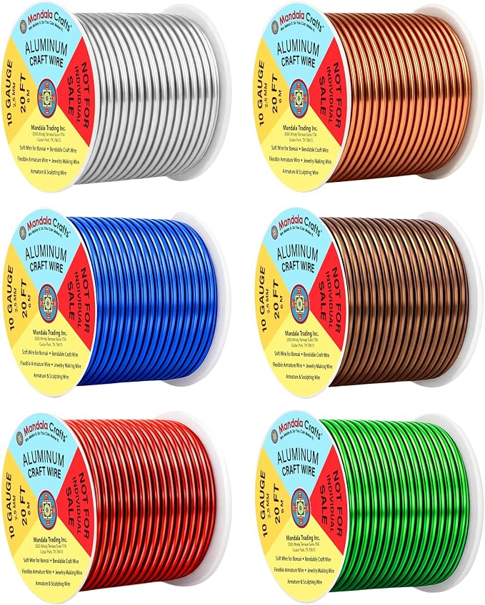 Mandala Crafts 10 GA Green Brown Red Assorted Anodized Aluminum Craft Wire | by MandalaCrafts