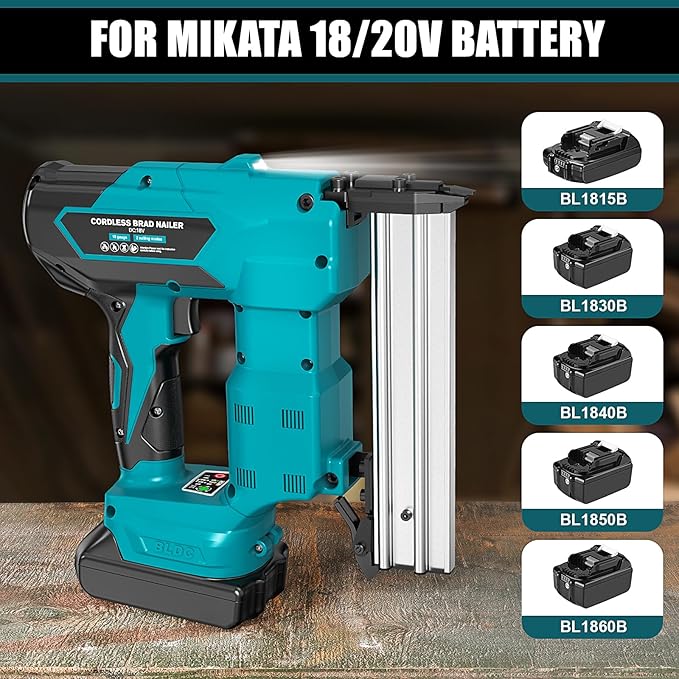Cordless Brad Nailer for Makita 18V Lithium-Ion Battery, Powered Electric Nail Gun for Wood 18GA, Brushless Motor, 2 Mode, 18 Gauge 5/8 to 1-1/4 Inch, Lightweight and Ergonomic, Tool Only