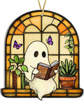 Halloween Faux Stained Glass Ghost Ornaments Acrylic, Halloween Decor Cute by Boyese