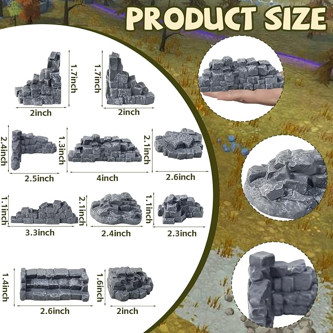 Warmtree Stone Wall Ruins for Terrain Sets, Miniature Terrain Building Tabletop - Image 2
