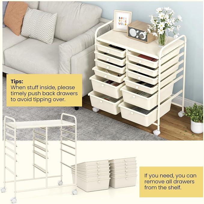 BECOMFORT 12-Drawer Rolling Cart - Image 4