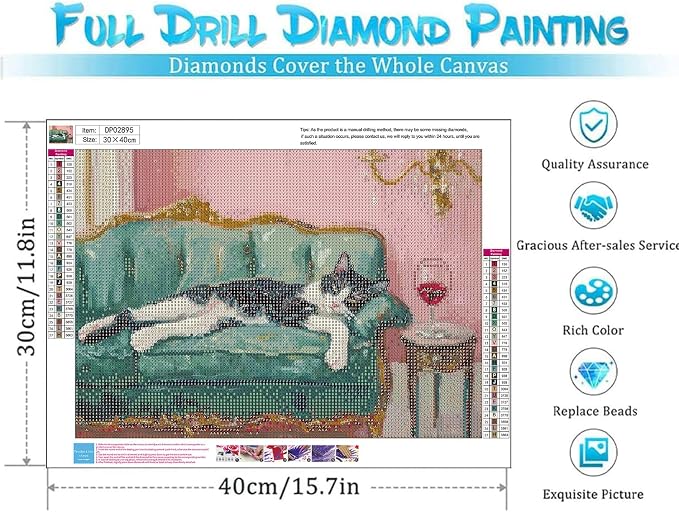 EIBEILI Cat Diamond Art Kits for Adults-Diamond Painting Kits Wall Decor | - Image 3