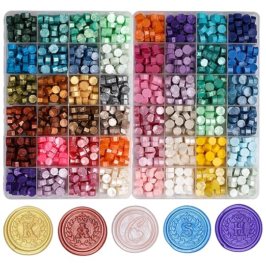 1200 Pcs Assorted Color Wax Seal Beads Bulk, Premium Stamp Sealing Pellets Kit by Andotopee