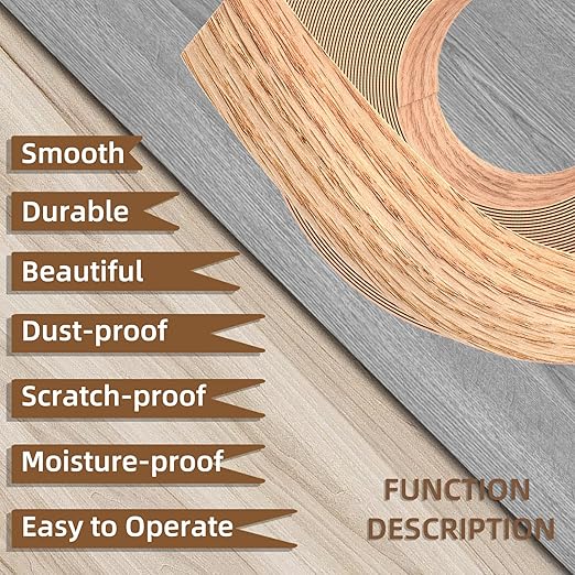 GSCIT Club Red Oak Edge Banding, 1 1/2 inch x 10ft roll of Veneer Edge Banding Preglued Flexible, Wood Tape Banding for Cabinet Repair