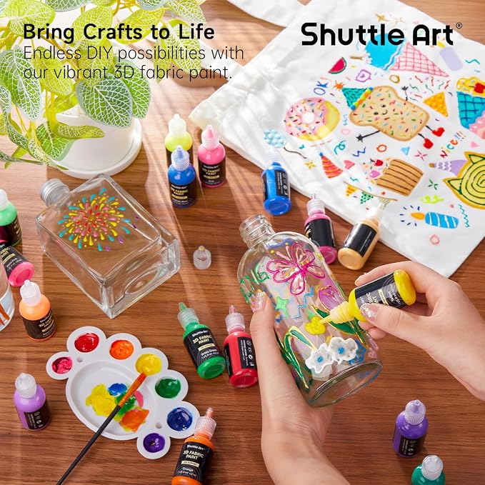 Shuttle Art Fabric Paint, 24 Colors 3D Permanent Paint - Image 6