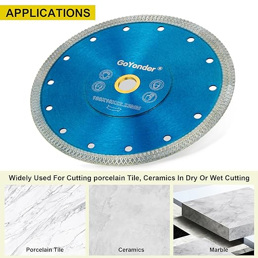 GoYonder Super Thin 7" Grinder Blades Tile Blade, Diamond Saw Blade for Cutting Porcelain Tiles Granite, 180mm Tile Cutting Blade for Angle Grinder