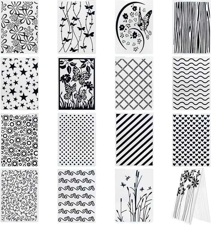 Hedume 16 Pieces Embossing Folders, 5.9" x 4.1" Embossing Machine Template by Hedume