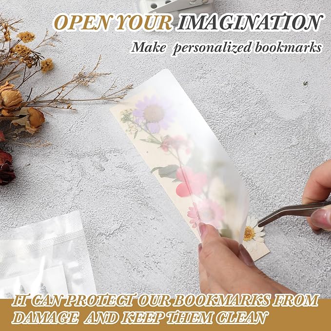 Fuyoooo 376 Pcs Pressed Flowers Bookmark Making Kit, DIY Bookmark Laminating - Image 4