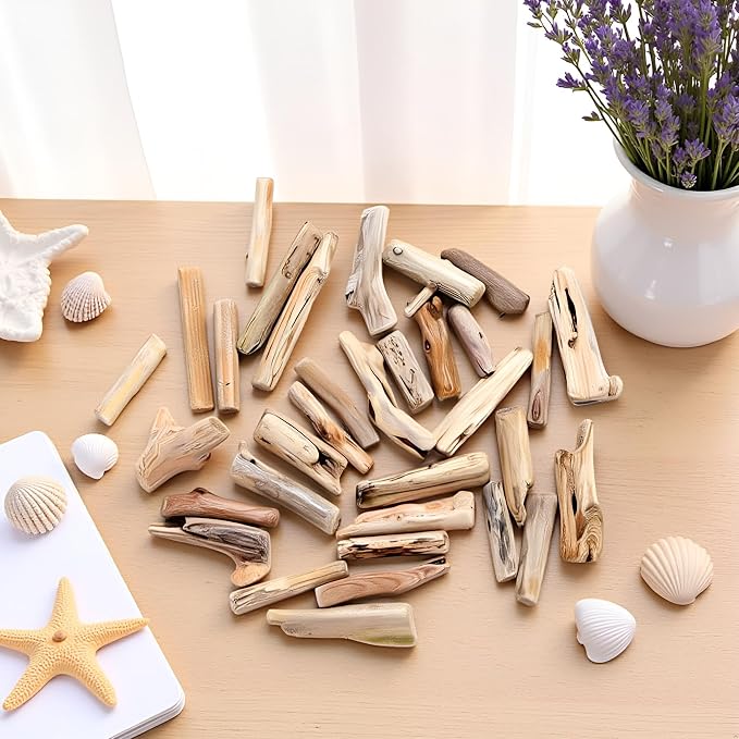 20 Pcs Wood Natural Driftwood Pieces Branch Slices Craft Sticks Beach Decor - Image 5