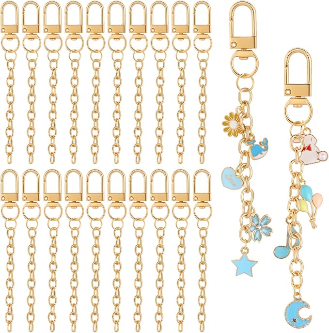 Chuyau 20pcs Gold Keychain Making Kit Swivel Snap Hook Lobster Claw Clasps by chuyau