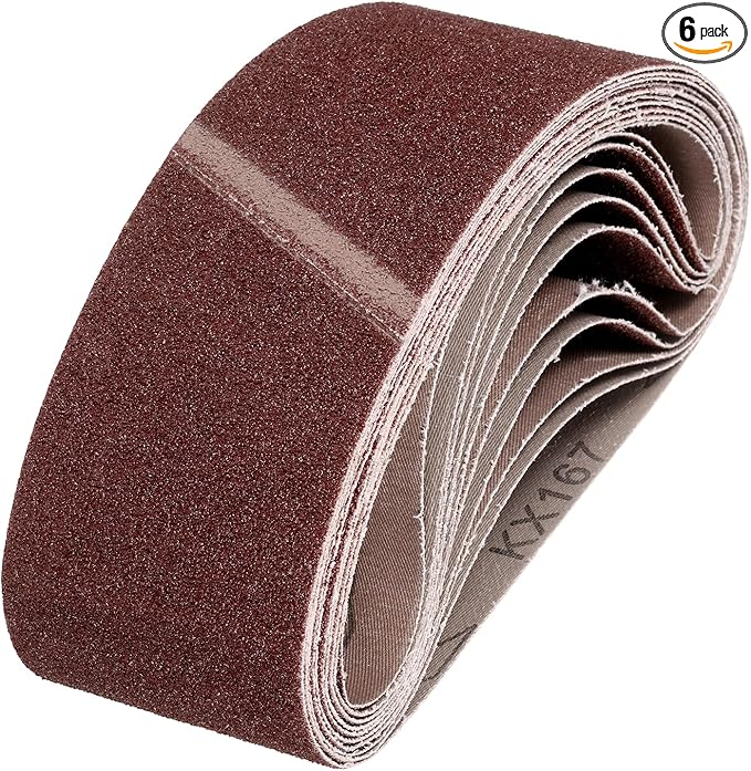 HARFINGTON 3 x 21 Inch Sanding Belts, 6 Pcs 60 Grits Aluminum Oxide Abrasive Belt Sander File Belt for Woodworking, Metal Polishing, Knife Sharpener