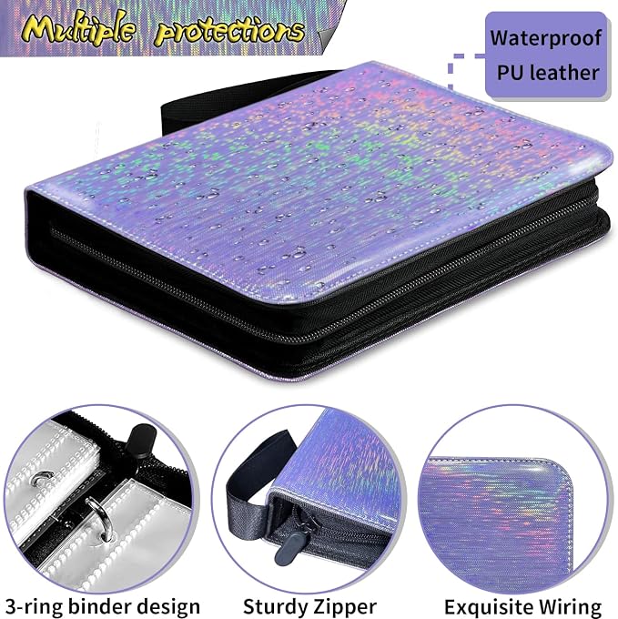 Sparkly Trading Card Binder 9-Pocket Zippered - Image 3