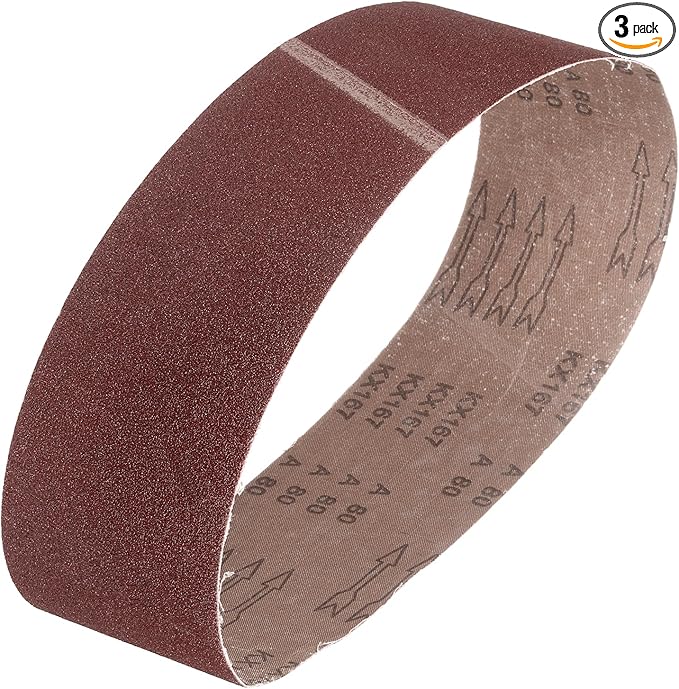 HARFINGTON 4 x 36 Inch Sanding Belts, 3 Pcs 80 Grits Aluminum Oxide Abrasive Belt Sander File Belt for Woodworking, Metal Polishing, Knife Sharpener