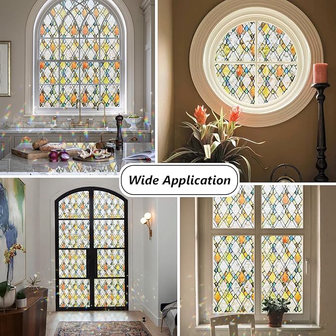Window Privacy Film Stained Glass 35.4" x 157.4" Rainbow | Static cling – no - Image 3