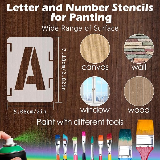 2 Inch Letter Stencils Symbol Numbers Craft Stencils, DIY Art Projects - Image 2