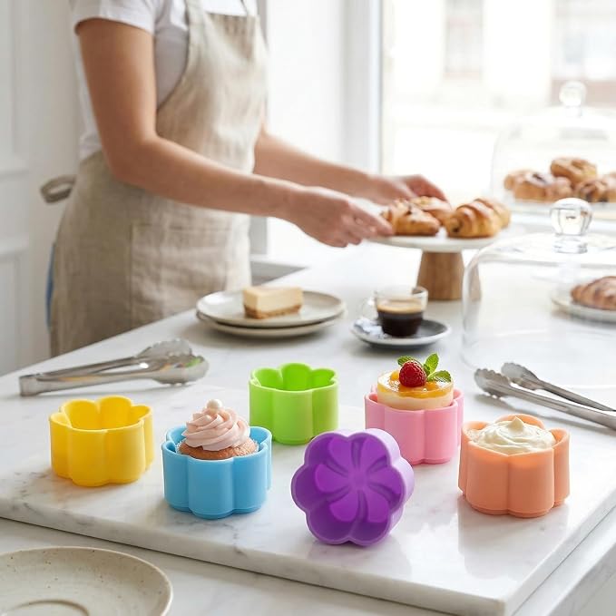 Mini Silicone Muffin Cups, 24 Pack Reusable Cupcake Molds, Round | Nonstick 2 - Image 9