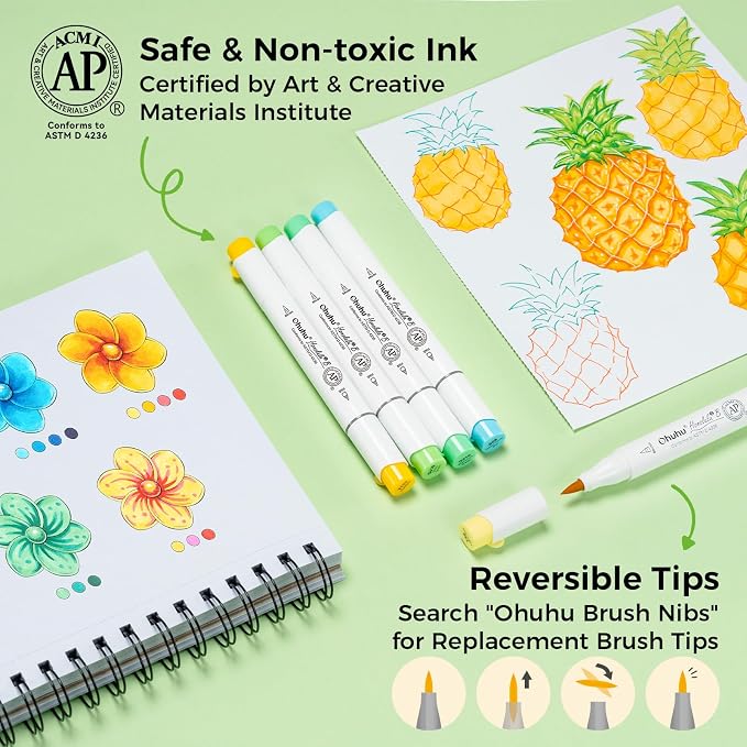 Ohuhu Alcohol Markers Brush& Fine 48 Colors - Image 6