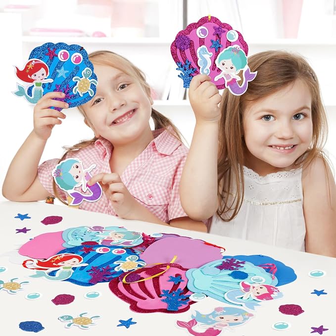 Fennoral 8 Pack Mermaid Craft for Kids Creative Make Your Own Mermaid Shell - Image 4