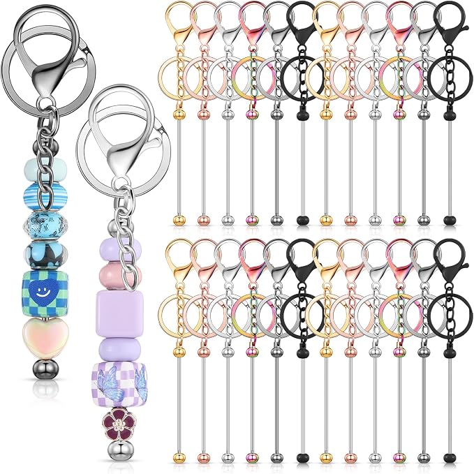 Tondiamo 24 Pcs Beadable Keychain Bars Bulk Beads by Tondiamo