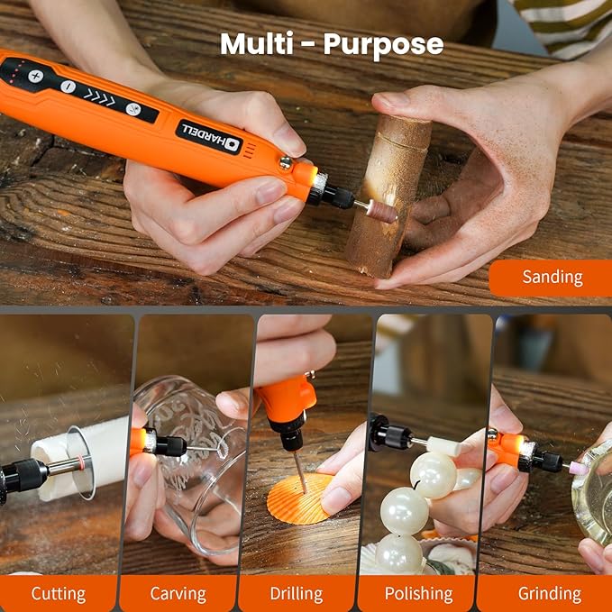 HARDELL Mini Cordless Rotary Tool, 5-Speed and USB Charging - Image 4