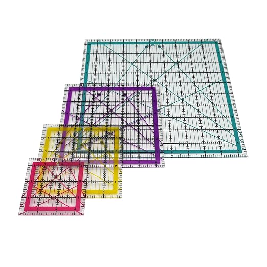 Quilting Rulers, Sewing Ruler, 4 Piece Acrylic Square Quilting Templates by LINXIAO