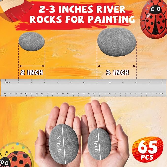 ReePlan 65PCS Rocks for Painting, 2-3 Inches Natural Smooth River Rocks for - Image 2