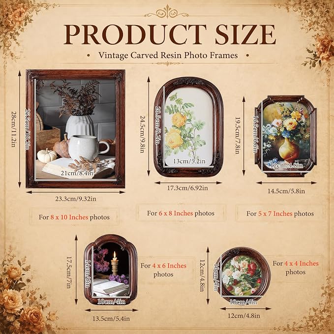 Wonderjune 5 Pcs Vintage Picture Frames Set - Image 2