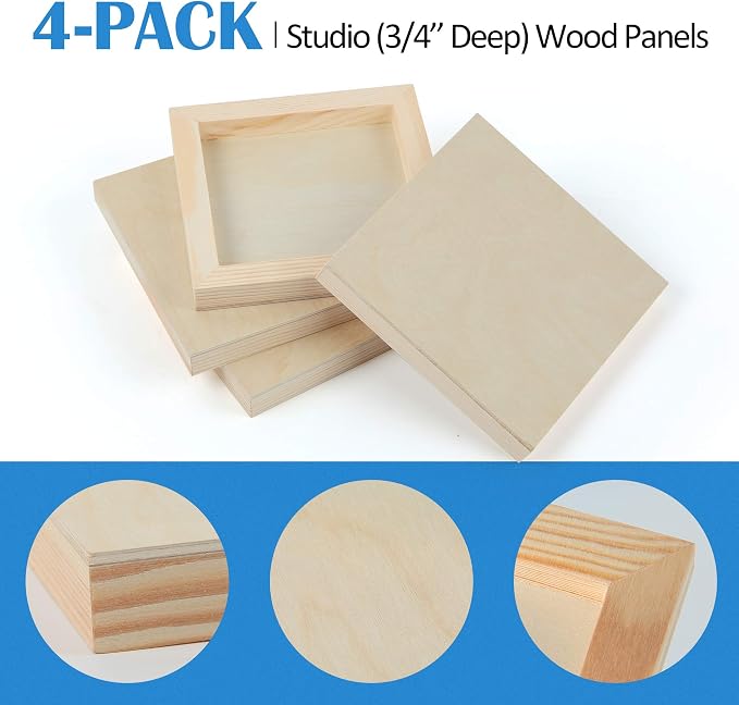 Falling in Art 4 Pack 6x6’’ Unfinished Birch Wood Panels Kit - Image 5