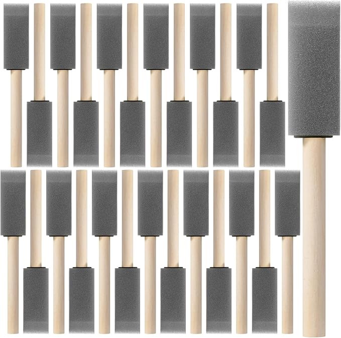 Bates- Foam Paint Brushes with Wood Handle, 1 Inch, 26 Pack, Sponge Brushes by BatesChoice