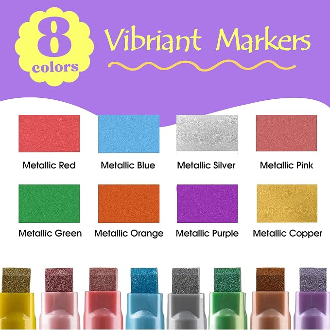 Celepen Window Chalk Markers for Cars Glass Washable, 8 Colors Metallic Jumbo - Image 2