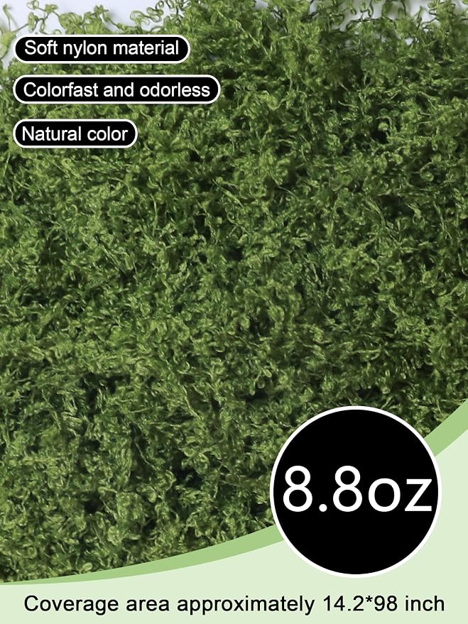 8.8oz Green Fake Moss Faux Plant Grass Artificial Flowers Moss - Image 2