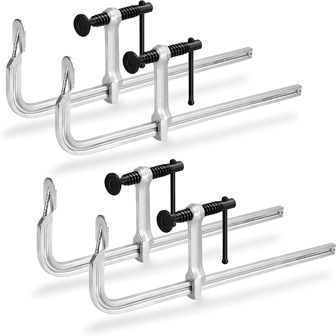 Bar Clamps 4-Pack, 12-Inch Light-duty Drop Forged Steel F Clamps (450 lbs) for Welding and Woodworking