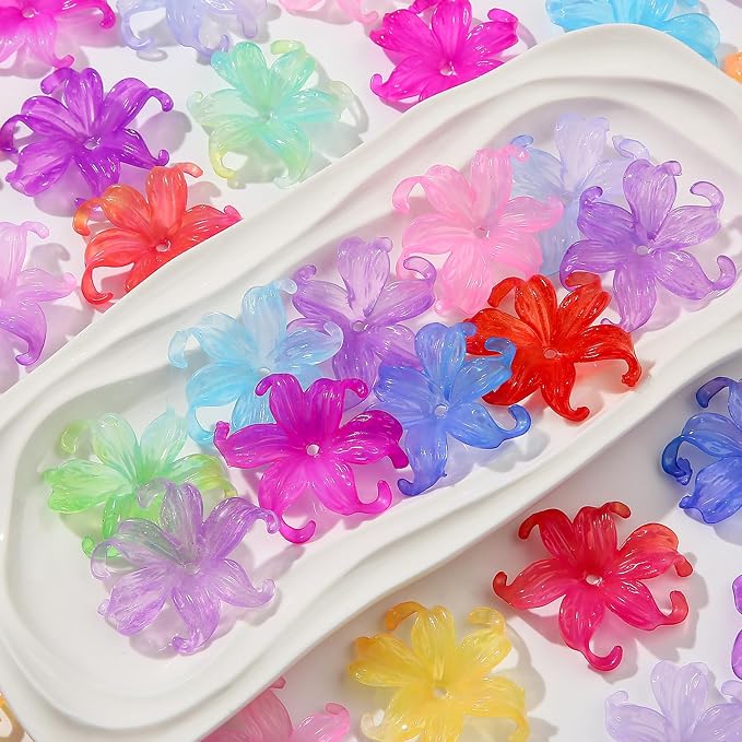 40pcs Flower Shape Beads Color Flower Beads Color Lily Beads - Image 4