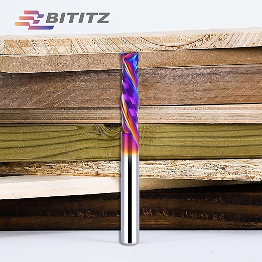 Up & Down Cut Spiral Router Bit 1/4 Inch Shank 1/4 Inch Cutting Diameter, Coating CNC Router Bits End Mill for Wood Cutting, Slot Mortise, Engraving