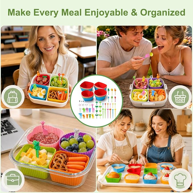 XANGNIER 104 Pcs Silicone Lunch Box Dividers - Image 4