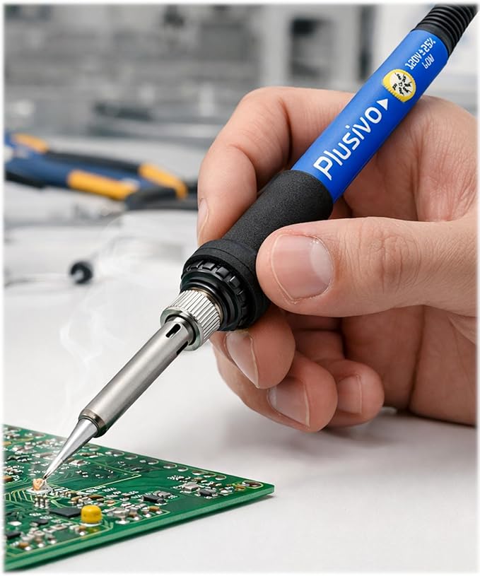 Soldering Iron Kit, 60W Adjustable Temperature 5-in-1 Solder Wire, Rosin Paste - Image 5