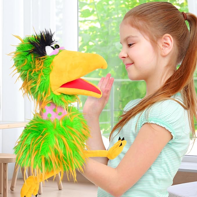 Playful Minds – Living Puppets Pickle 18-Inch Plush Bird Hand Puppet – Bright - Image 3