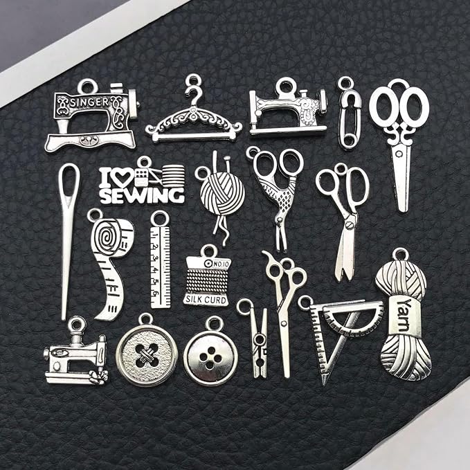 WOCRAFT 60pcs Antique Silver Sewings Bracelet Charms - Image 5