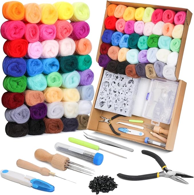 Mayboos Needle Felting Starter Kit, Wool Roving 40 Colors Set | 3g per Color by Mayboos