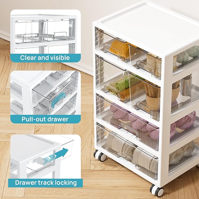 Vtopmart Plastic Drawer Storage Orangizer, 4 Tier 6 Drawers - Image 6