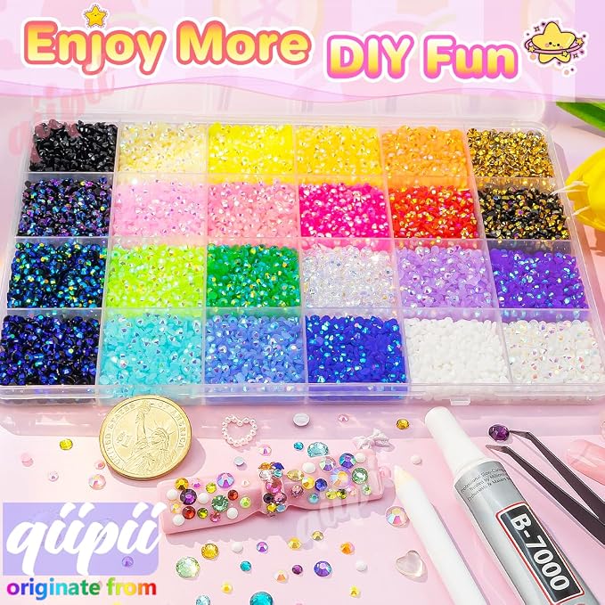 qiipii 24 Color 13800pcs 3mm Jelly Resin Rhinestones - Image 4