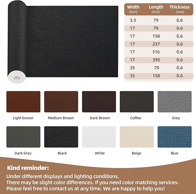 Leather Repair Patch, 17X158 Inch Repair Patch Self Adhesive Waterproof, DIY Large Vinyl Patches for Couches, Furniture, Kitchen Cabinets, Wall （Dark Grey, 17X158 Inch）