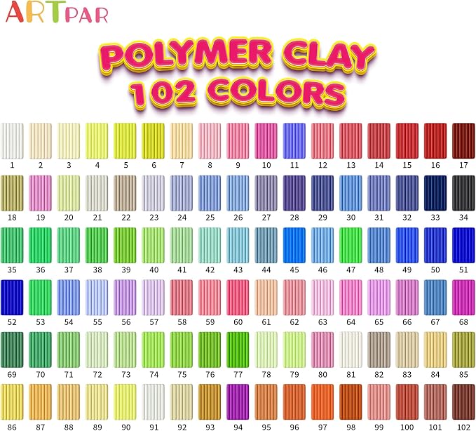 Artpar Polymer Clay Kit, 102 Colors Modeling Clay - Image 2