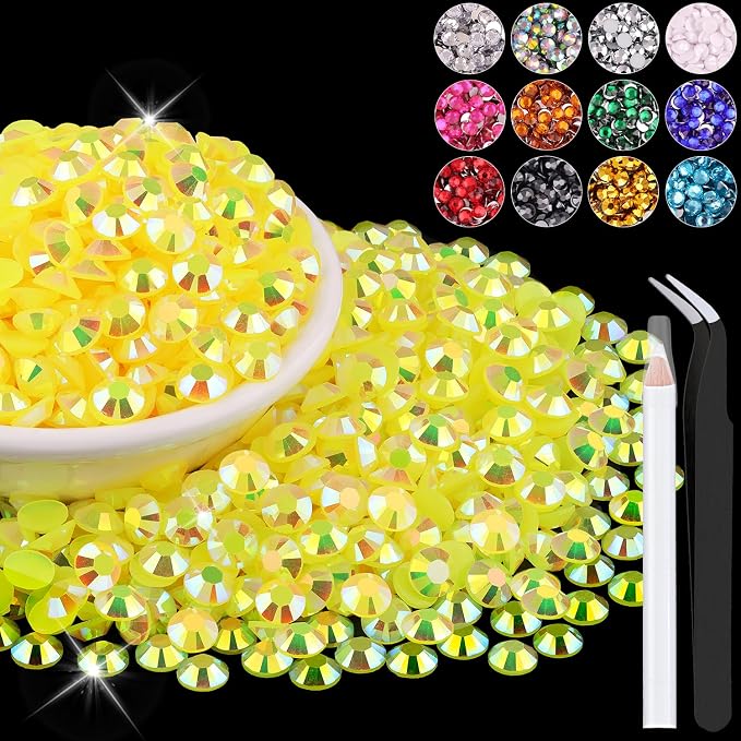 4000PCS 5mm Resin Jelly Rhinestones in Bulk, Bedazzling Flatback Crystals by BELLEBOOST